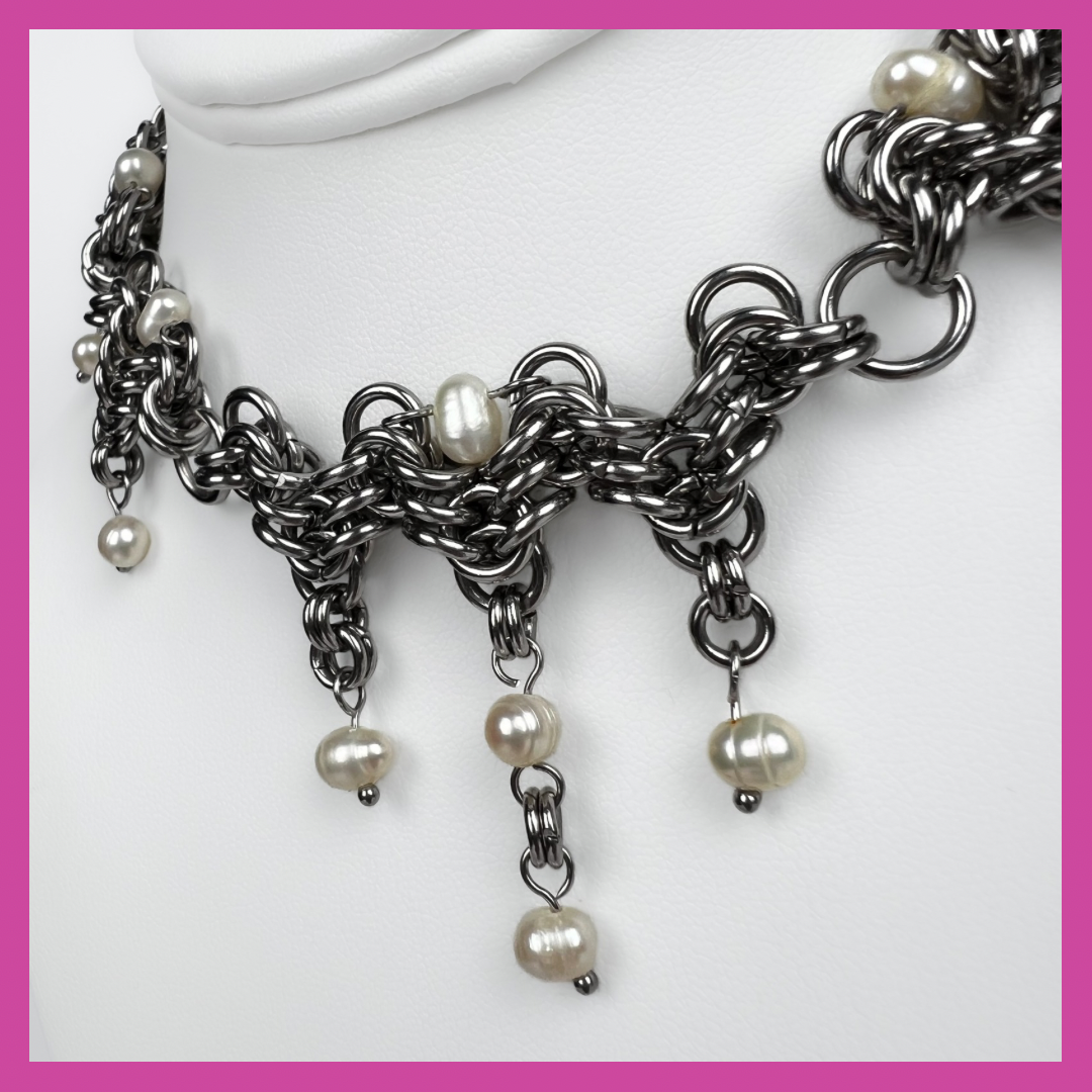DEVOTED | STEEL & PEARL NECKLACE