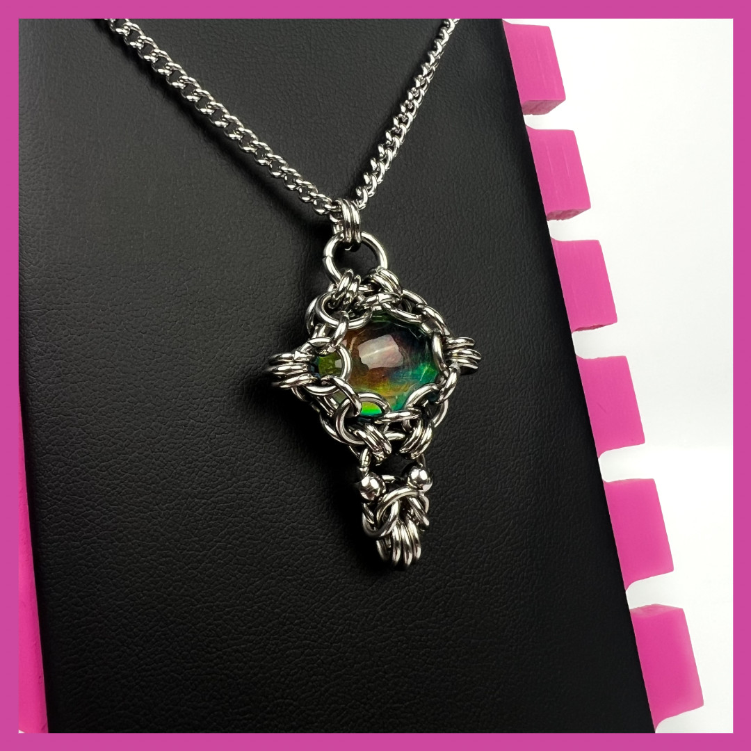 AURORA OPAL #2 | STEEL PENDANT NECKLACE