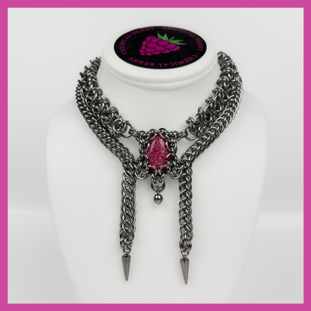 SUGAR PLUM | STEEL & OPAL NECKLACE
