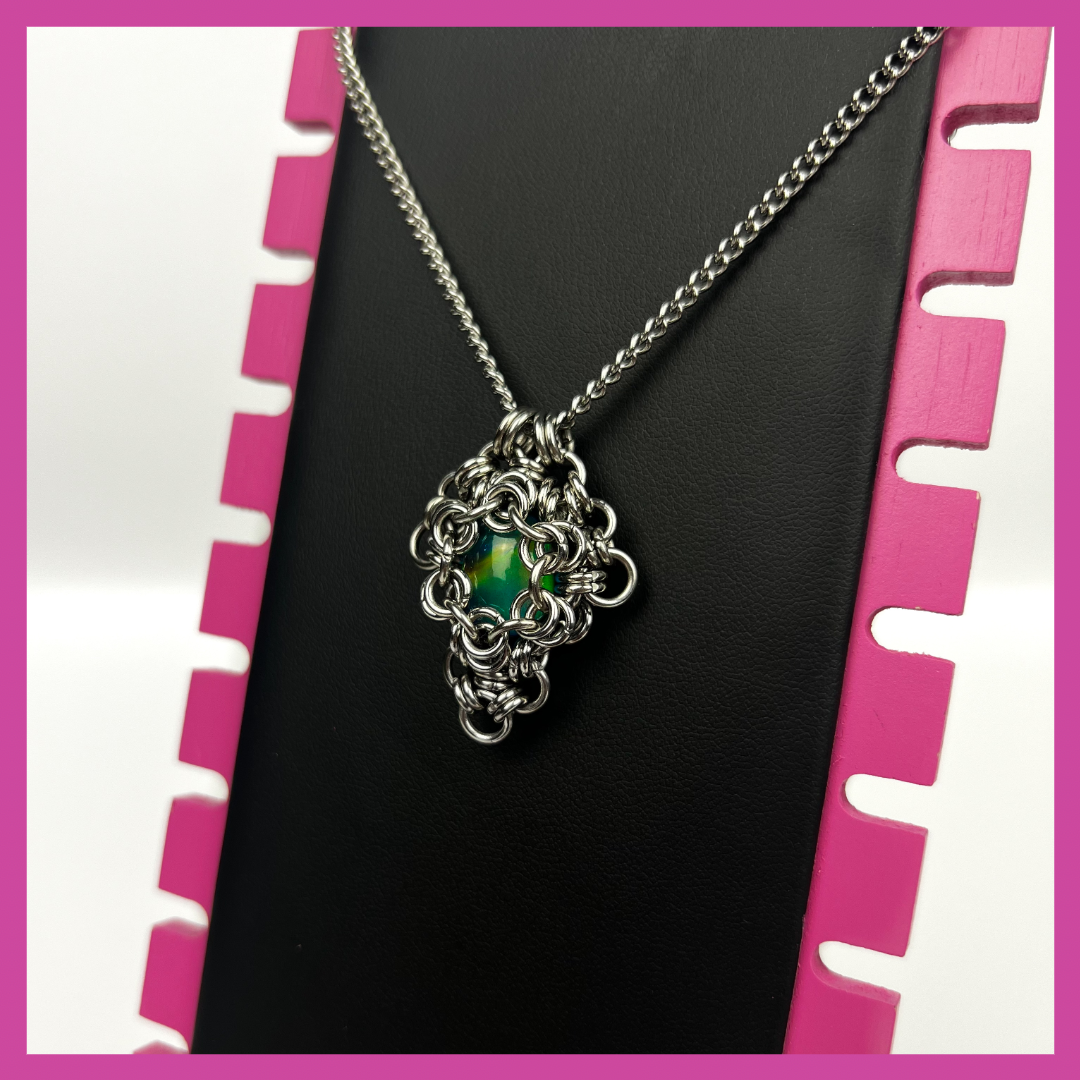 AURORA OPAL #5 | STEEL PENDANT NECKLACE