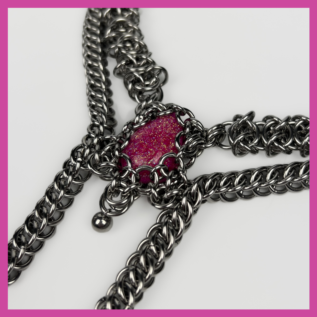 SUGAR PLUM | STEEL & OPAL NECKLACE
