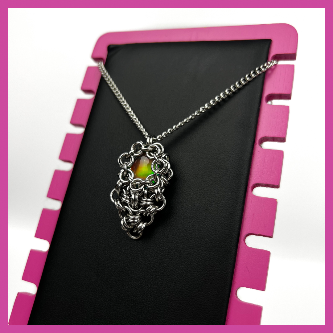 AURORA OPAL #8 | STEEL PENDANT NECKLACE