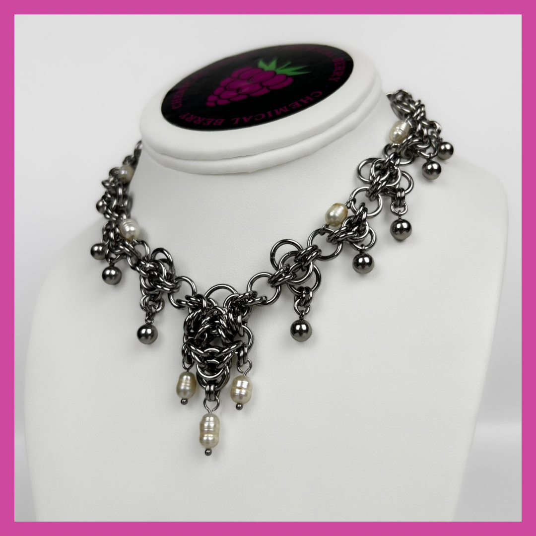 CELESTIAL | STEEL & PEARL NECKLACE