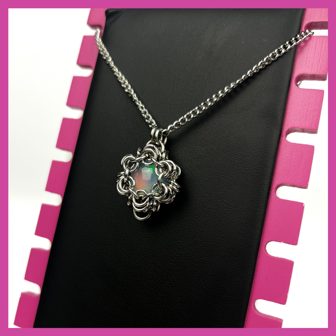 AURORA OPAL #1 | STEEL PENDANT NECKLACE