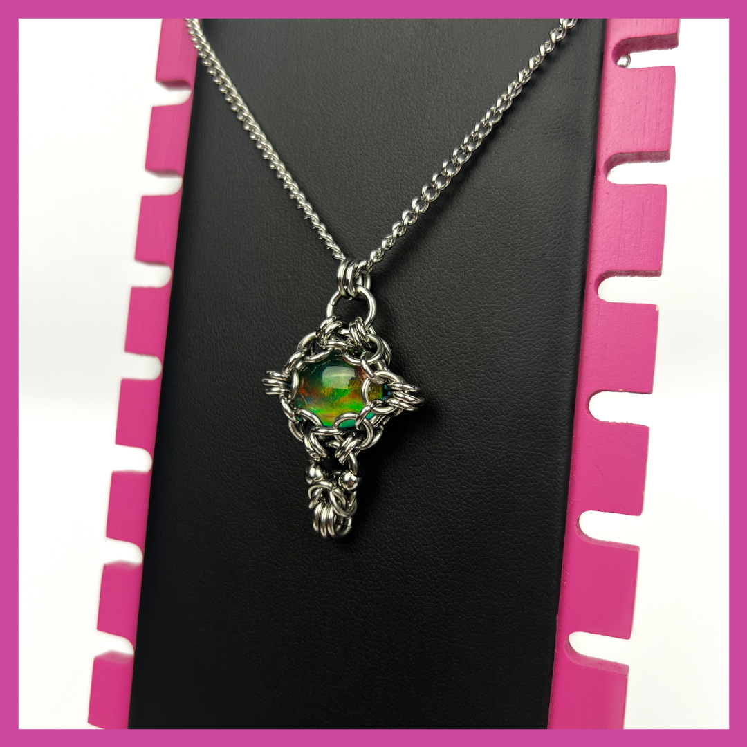 AURORA OPAL #2 | STEEL PENDANT NECKLACE