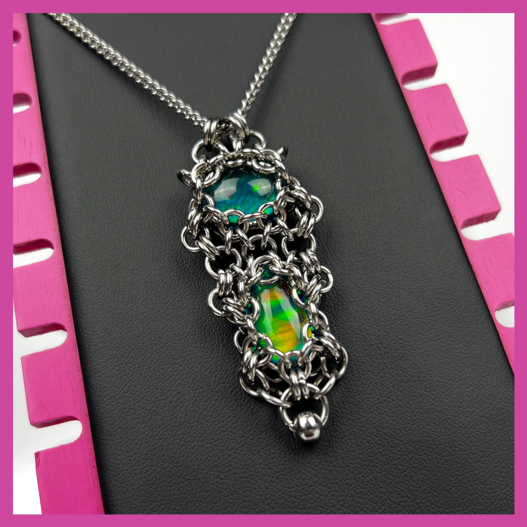 AURORA OPAL #9 | STEEL PENDANT NECKLACE