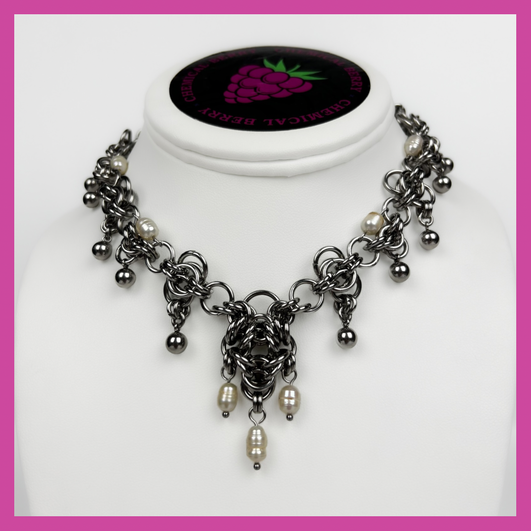 CELESTIAL | STEEL & PEARL NECKLACE