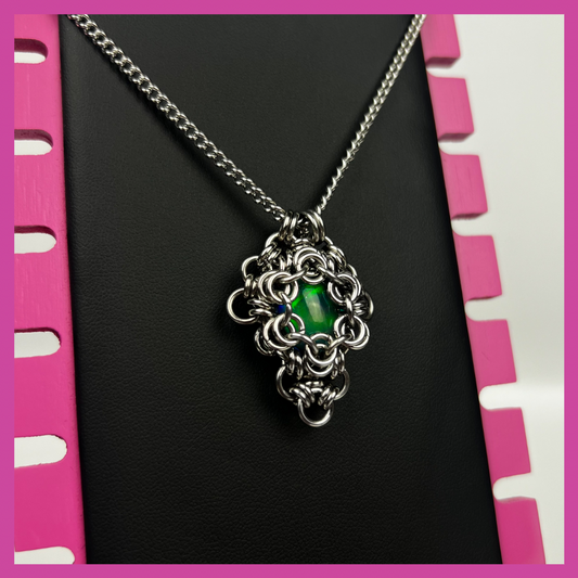 AURORA OPAL #5 | STEEL PENDANT NECKLACE