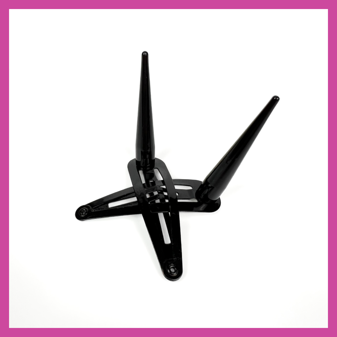 BLACK STRAIGHT HORNS | HAIR CLIPS