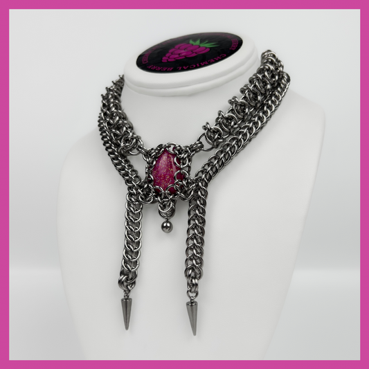 SUGAR PLUM | STEEL & OPAL NECKLACE