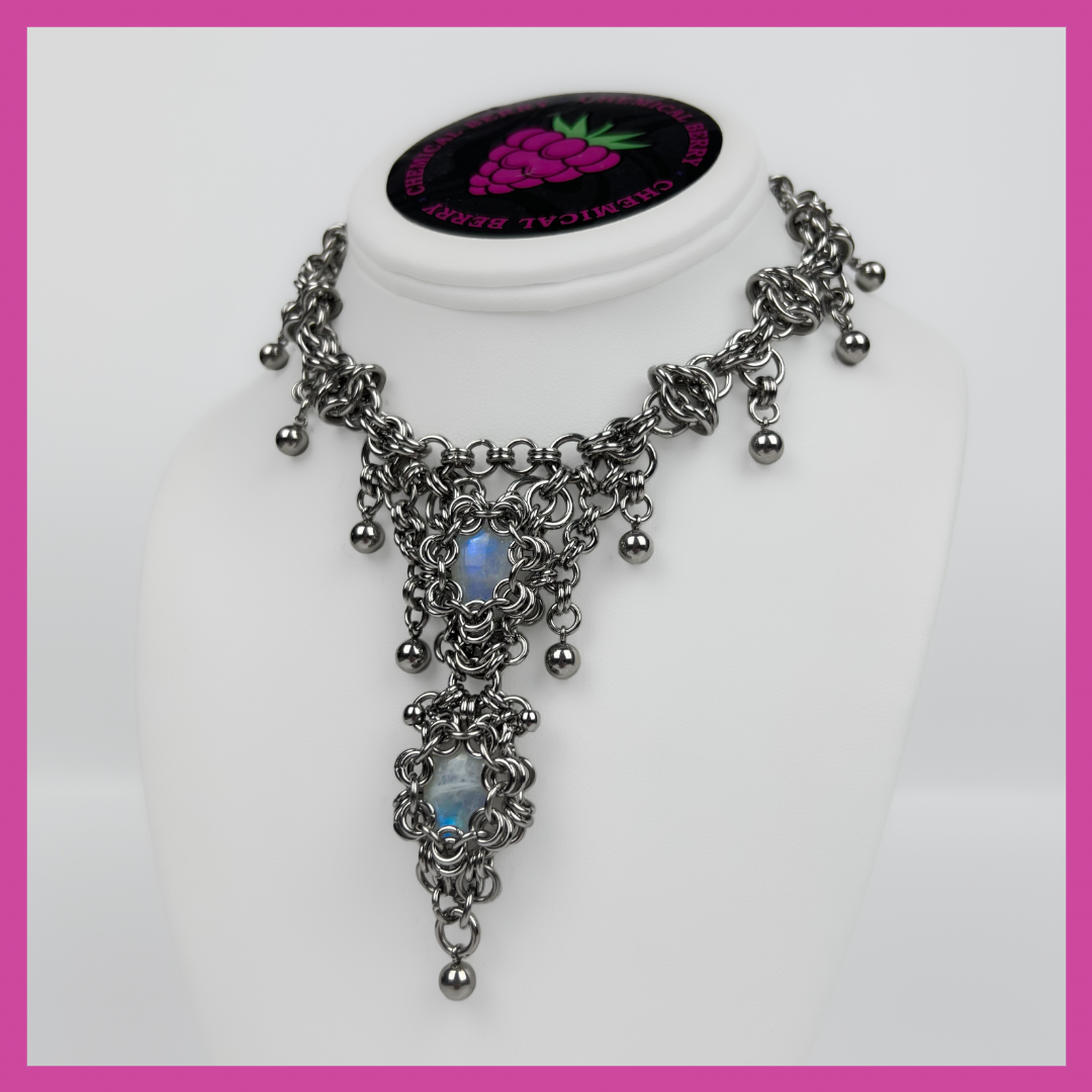 TEMPEST SPRITE | STEEL & MOONSTONE NECKLACE