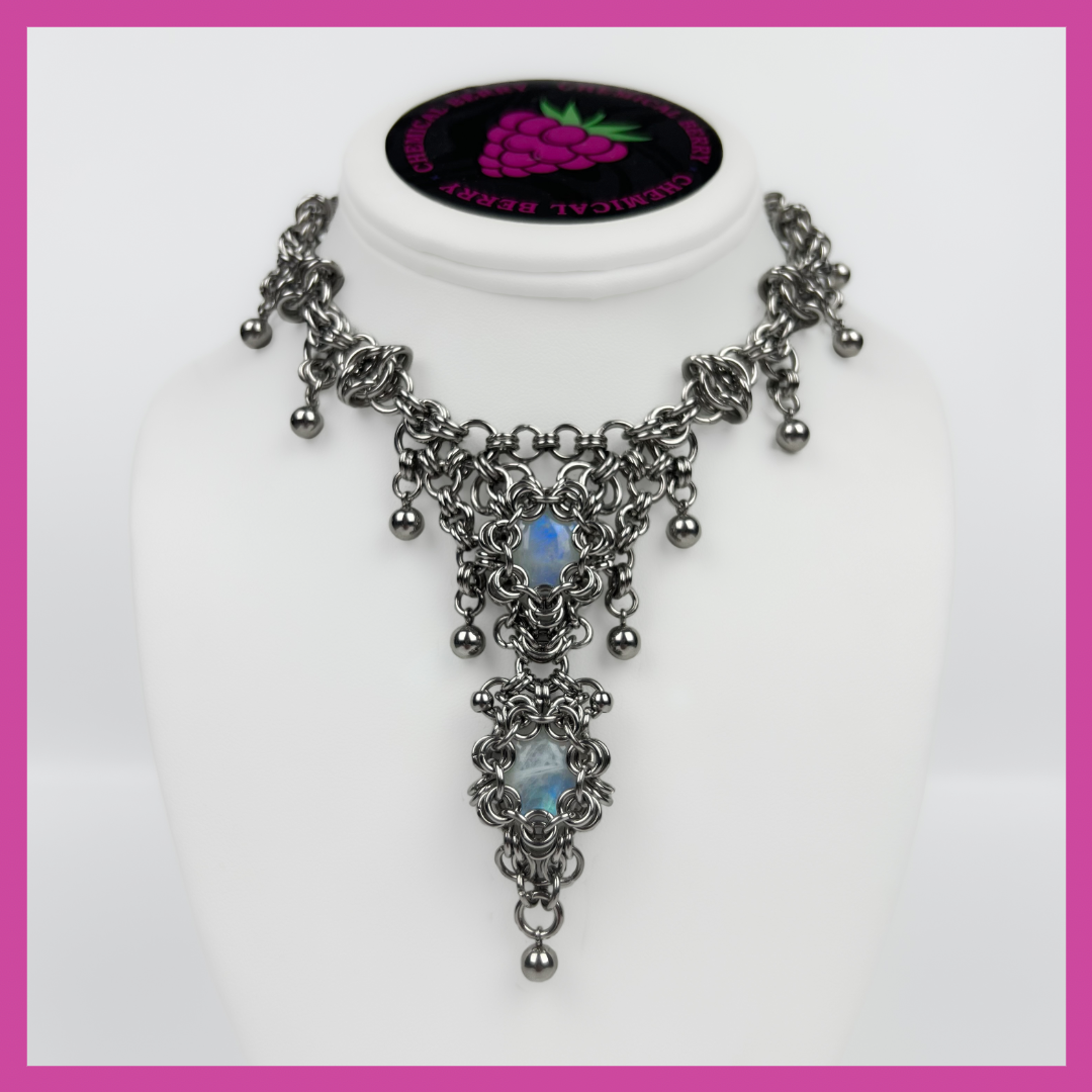 TEMPEST SPRITE | STEEL & MOONSTONE NECKLACE