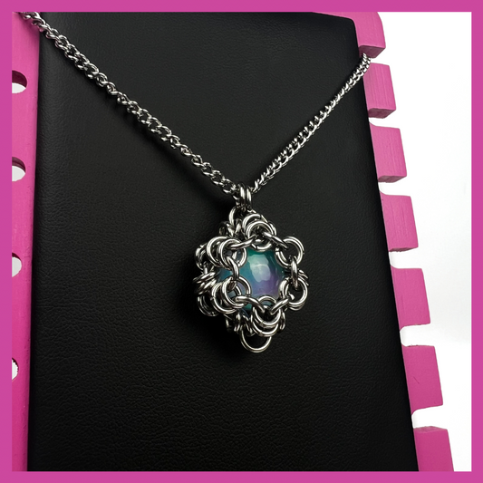 AURORA OPAL #1 | STEEL PENDANT NECKLACE