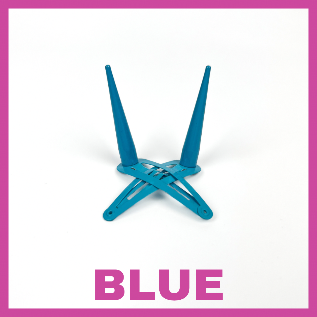 BLUE STRAIGHT HORNS | HAIR CLIPS