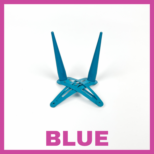 BLUE STRAIGHT HORNS | HAIR CLIPS