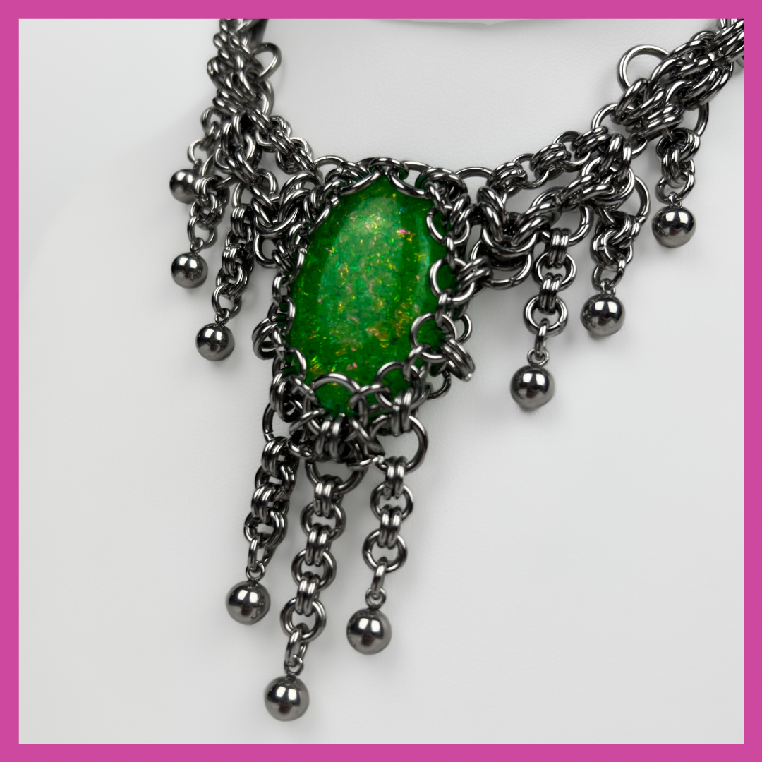 COSMO | STEEL & OPAL NECKLACE