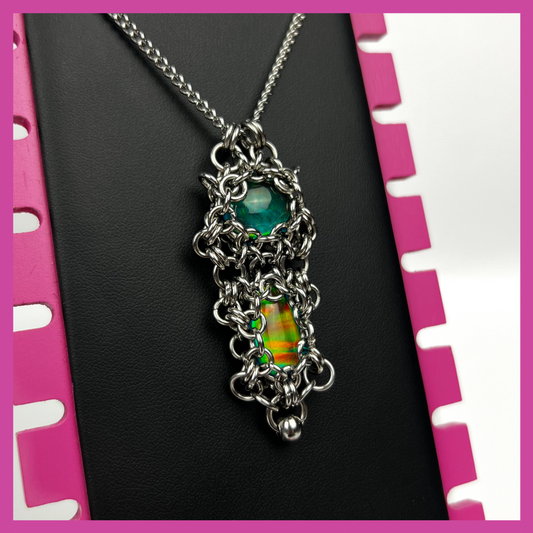 AURORA OPAL #9 | STEEL PENDANT NECKLACE