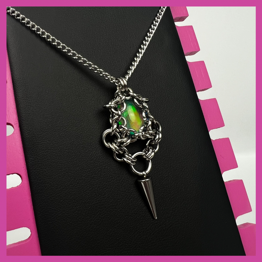 AURORA OPAL #6 | STEEL PENDANT NECKLACE