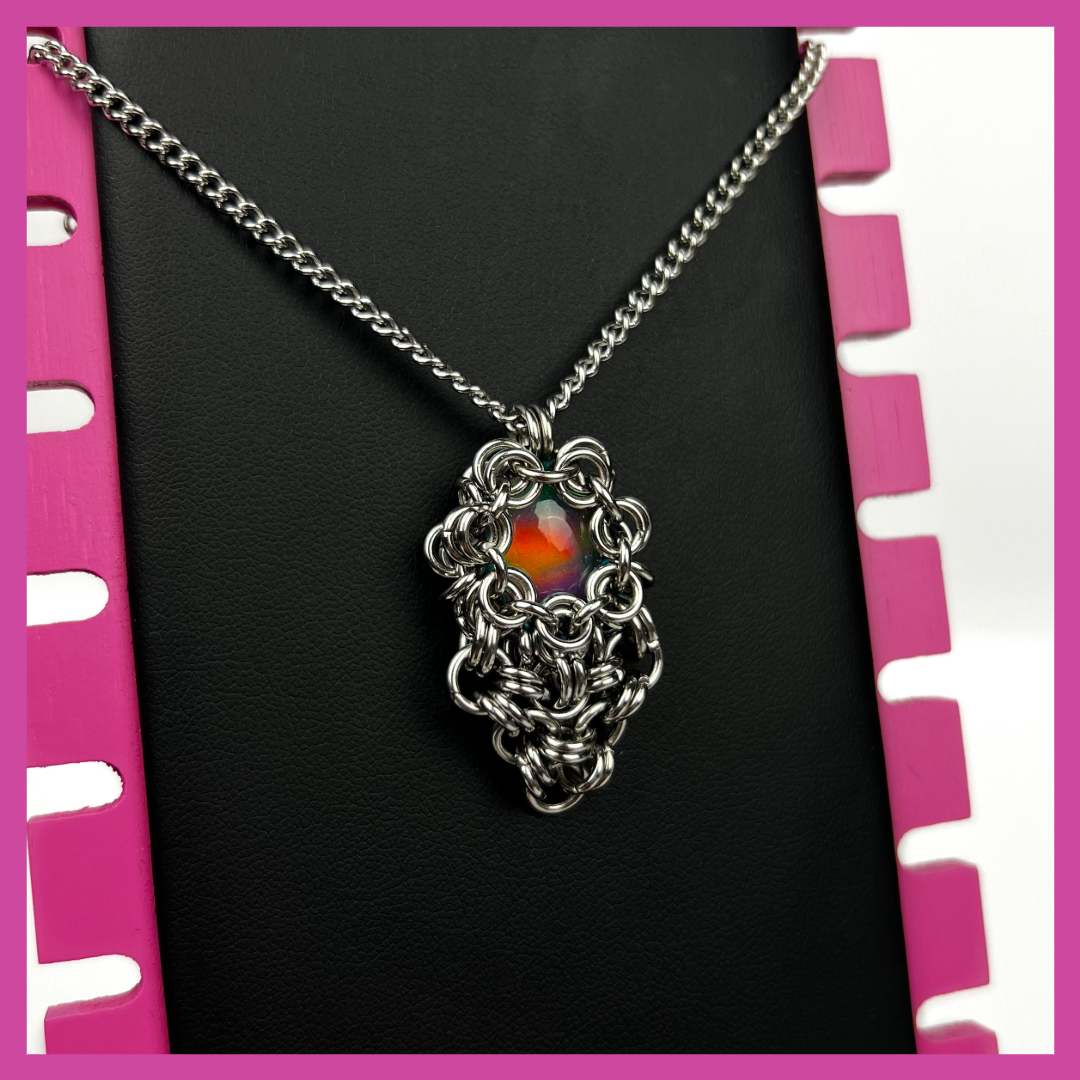 AURORA OPAL #8 | STEEL PENDANT NECKLACE