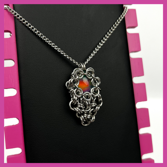 AURORA OPAL #8 | STEEL PENDANT NECKLACE