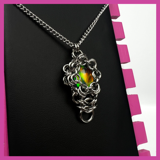AURORA OPAL #4 | STEEL PENDANT NECKLACE
