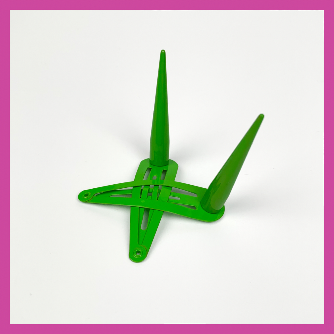 LIME GREEN STRAIGHT HORNS | HAIR CLIPS